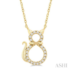 ASHI Cat Petite Diamond Fashion Pendant 645U8PPTSPDYG