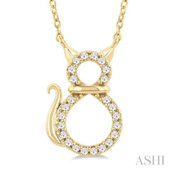 ASHI Cat Petite Diamond Fashion Pendant 645U8PPTSPDYG