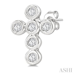 ASHI Cross Bezel Set Petite Diamond Fashion Earrings 645V8PPTSERWG