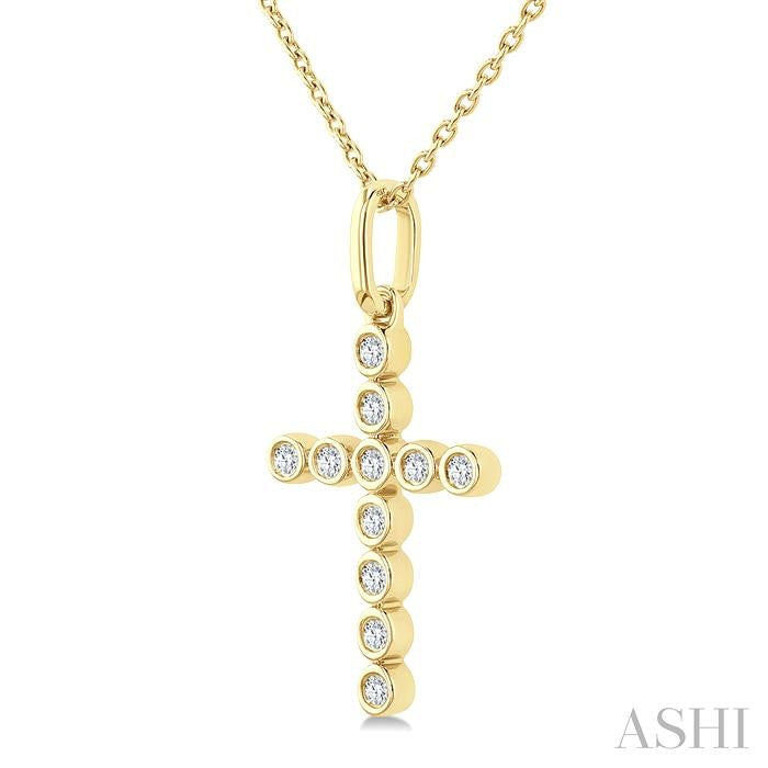 ASHI Cross Bezel Set Petite Diamond Fashion Pendant 645V8PPTSPDYG