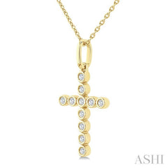 ASHI Cross Bezel Set Petite Diamond Fashion Pendant 645V8PPTSPDYG