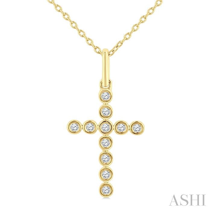 ASHI Cross Bezel Set Petite Diamond Fashion Pendant 645V8PPTSPDYG
