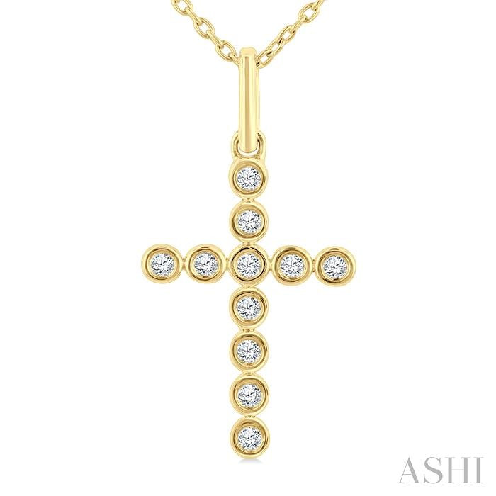 ASHI Cross Bezel Set Petite Diamond Fashion Pendant 645V8PPTSPDYG
