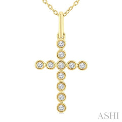 ASHI Cross Bezel Set Petite Diamond Fashion Pendant 645V8PPTSPDYG