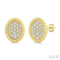 ASHI Pave-Set Oval Shape Rope Diamond Fashion Earrings 645W7PPTGERYG-OV