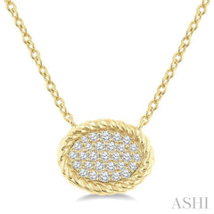 ASHI Pave-Set Oval Shape Rope Diamond Fashion Pendant 645W7PPTGPDYG-OV