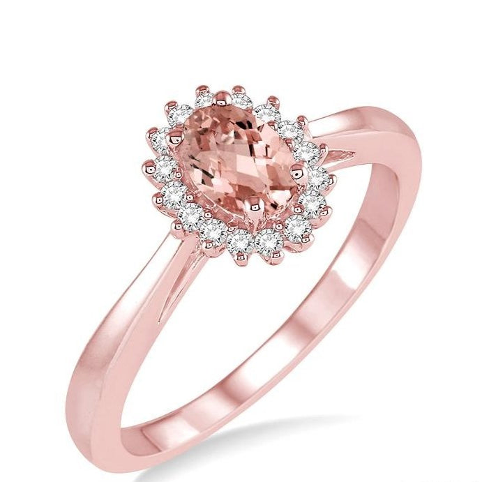 Parkplace Jewelers Oval Shape Gemstone & Halo Diamond Ring 40788PPTXMOPG