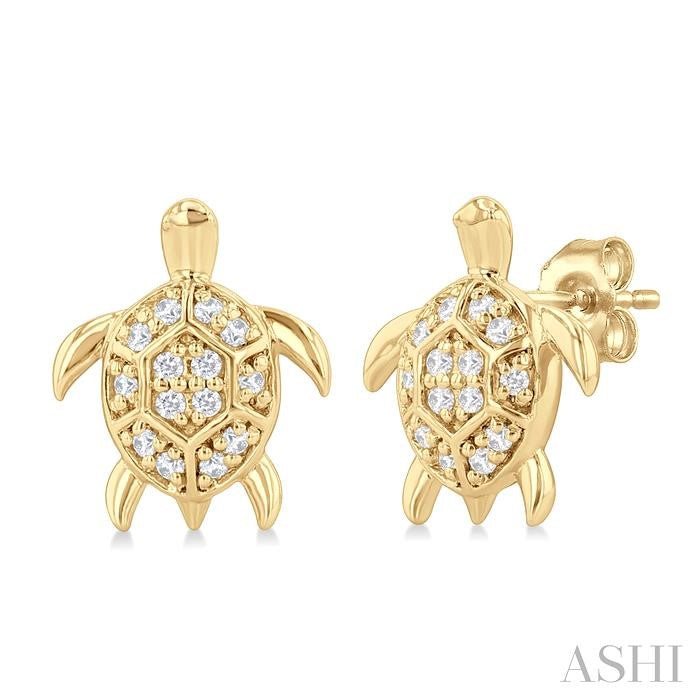 ASHI Turtle Petite Diamond Fashion Earrings 646H8PPTSERYG