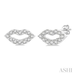 ASHI Lips Petite Diamond Fashion Earrings 646M8PPTSERWG