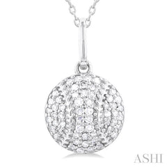 ASHI Baseball Petite Diamond Fashion Pendant 646N7PPTSPDWG