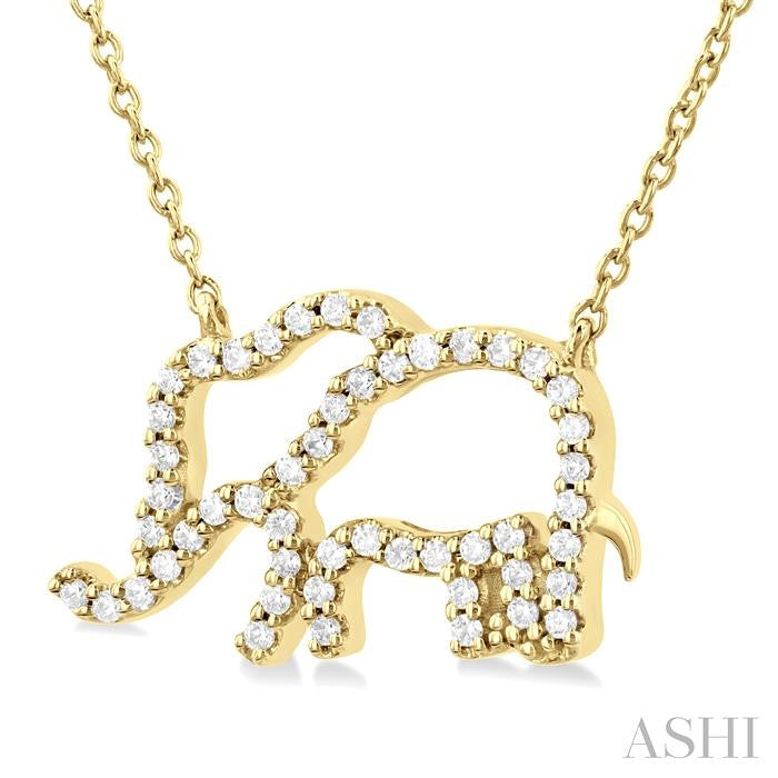 ASHI Elephant Petite Diamond Fashion Pendant 646R7PPTSPDYG
