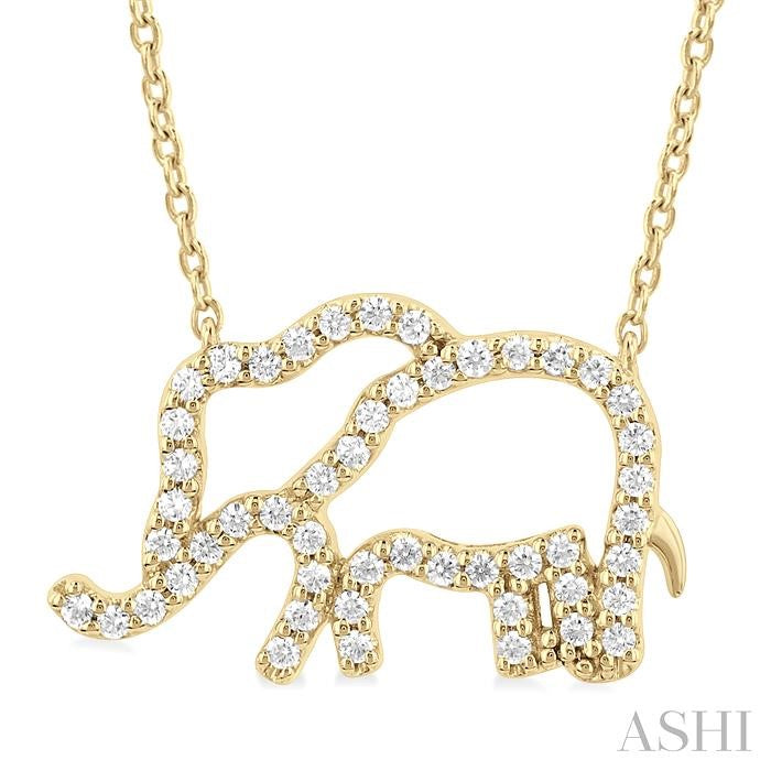 ASHI Elephant Petite Diamond Fashion Pendant 646R7PPTSPDYG