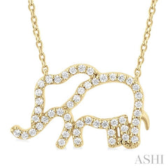 ASHI Elephant Petite Diamond Fashion Pendant 646R7PPTSPDYG