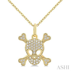 ASHI Skull Petite Diamond Fashion Pendant 646U8PPTSPDYG