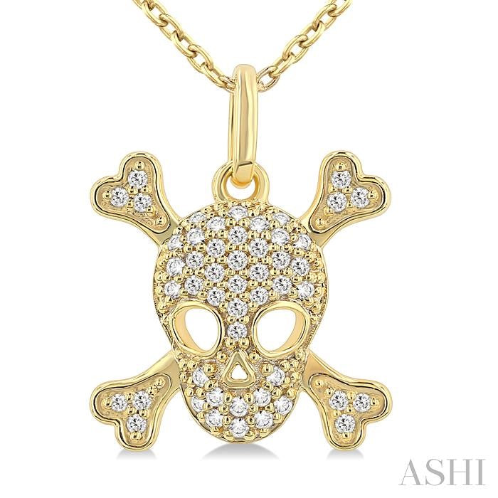 ASHI Skull Petite Diamond Fashion Pendant 646U8PPTSPDYG