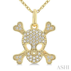 ASHI Skull Petite Diamond Fashion Pendant 646U8PPTSPDYG
