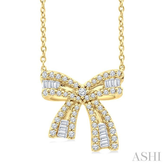 ASHI Bow Petite Diamond Fashion Pendant 646W5PPFGPDYG