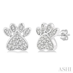 ASHI Dog Paw Petite Diamond Fashion Earrings 647D8PPTSERWG
