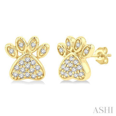 ASHI Dog Paw Petite Diamond Fashion Earrings 647D8PPTSERYG