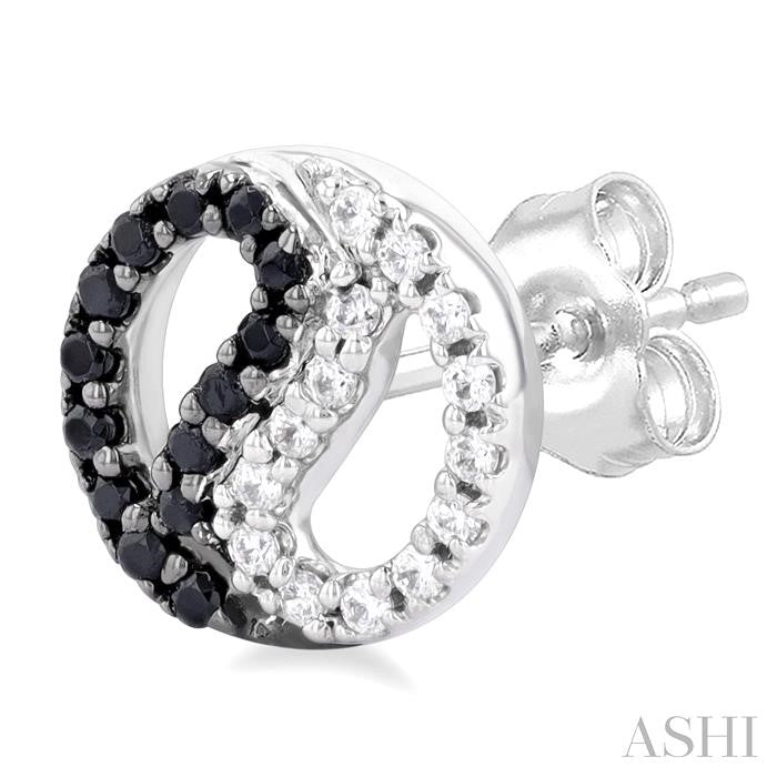 ASHI Yin Yang Petite Black Diamond Fashion Earrings 647F7PPTSERWG