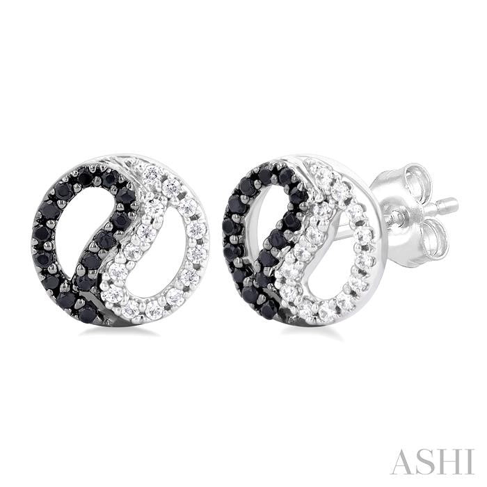ASHI Yin Yang Petite Black Diamond Fashion Earrings 647F7PPTSERWG