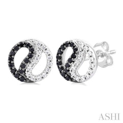 ASHI Yin Yang Petite Black Diamond Fashion Earrings 647F7PPTSERWG