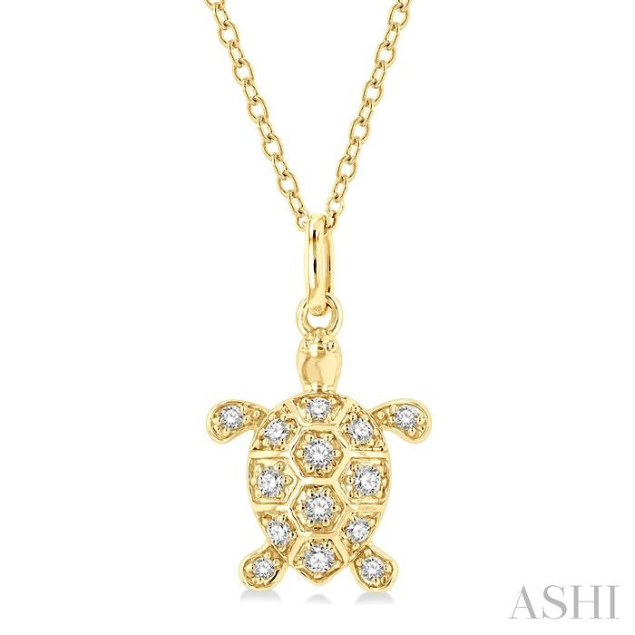 ASHI Turtle Petite Diamond Fashion Pendant 647H8PPTSPDYG