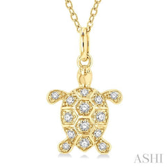 ASHI Turtle Petite Diamond Fashion Pendant 647H8PPTSPDYG