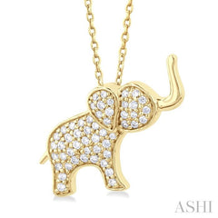 ASHI Elephant Petite Diamond Fashion Pendant 647R8PPTSPDYG