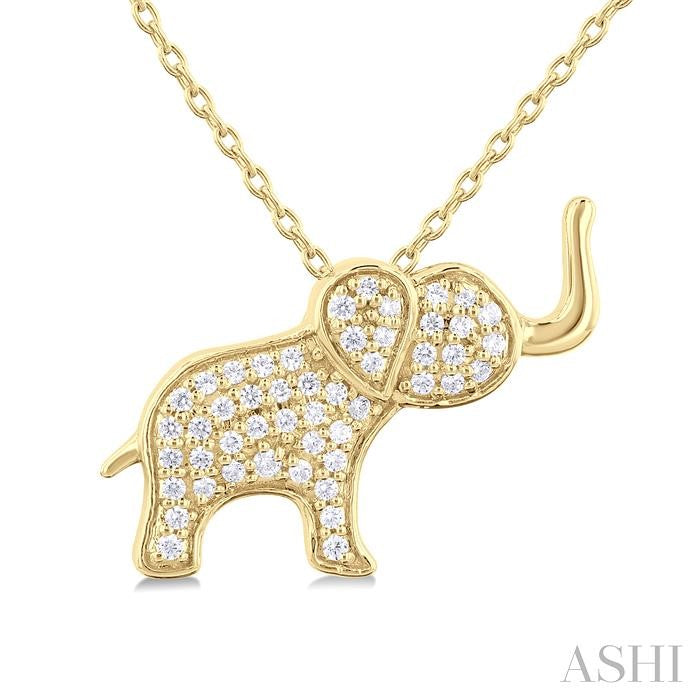 ASHI Elephant Petite Diamond Fashion Pendant 647R8PPTSPDYG
