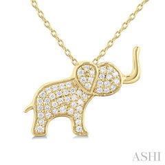 ASHI Elephant Petite Diamond Fashion Pendant 647R8PPTSPDYG