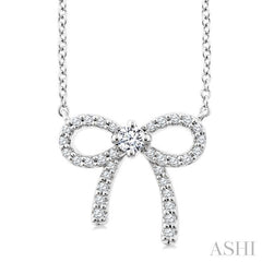 ASHI Bow Petite Diamond Fashion Pendant 647V7PPTGPDWG