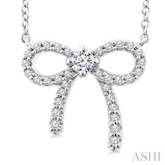 ASHI Bow Petite Diamond Fashion Pendant 647V7PPTGPDWG