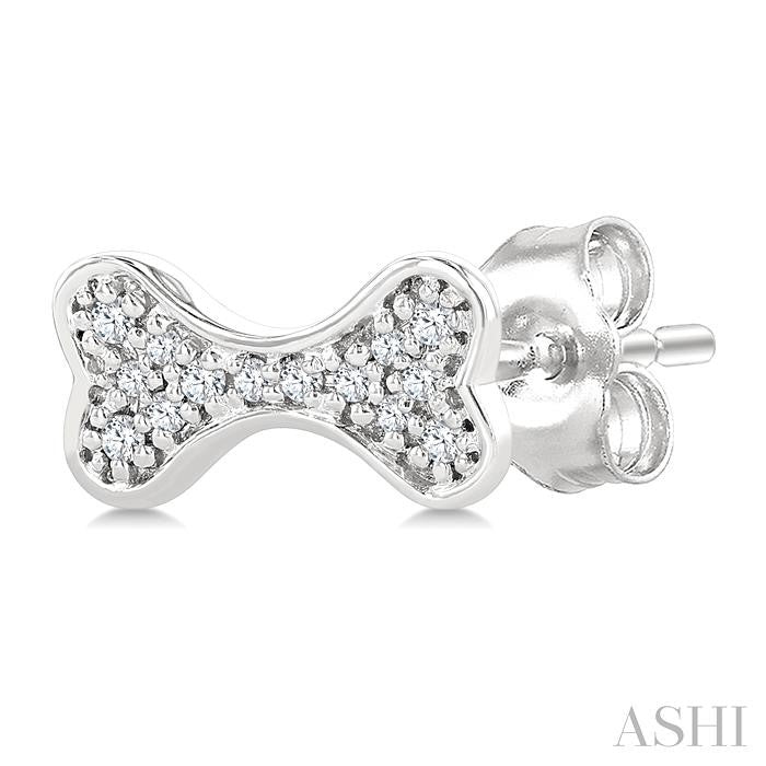 ASHI Dog Bone Petite Diamond Fashion Earrings 647W8PPTSERWG