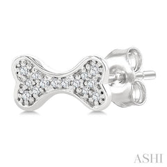 ASHI Dog Bone Petite Diamond Fashion Earrings 647W8PPTSERWG