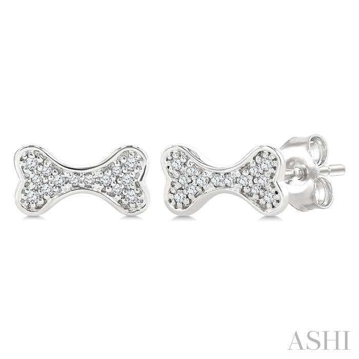 ASHI Dog Bone Petite Diamond Fashion Earrings 647W8PPTSERWG