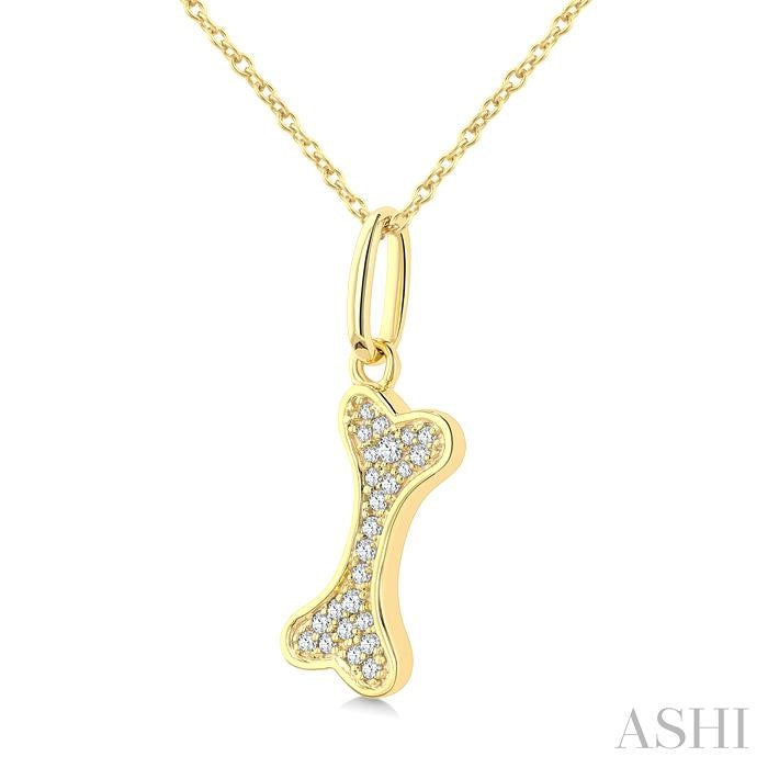 ASHI Dog Bone Petite Diamond Fashion Pendant 647W8PPTSPDYG