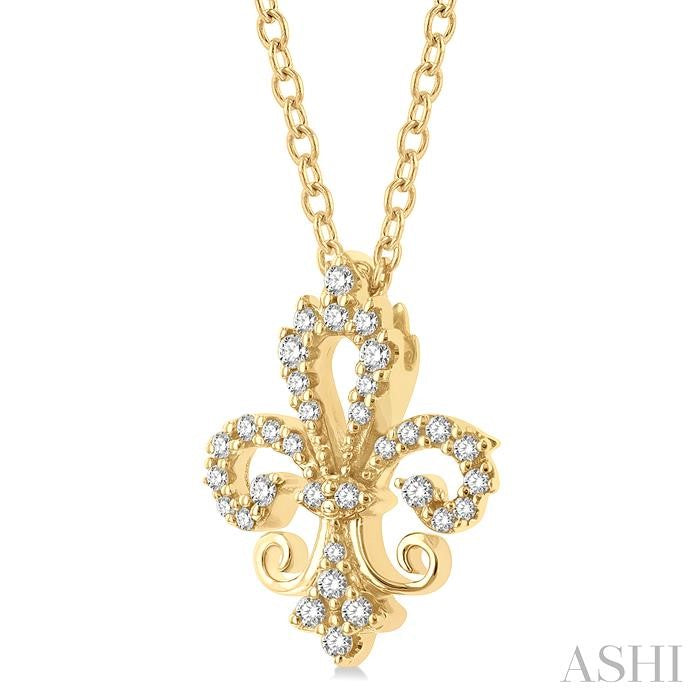 ASHI Fleur De Lis Petite Diamond Fashion Pendant 648P8PPTSPDYG