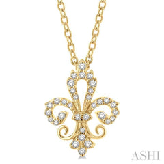 ASHI Fleur De Lis Petite Diamond Fashion Pendant 648P8PPTSPDYG