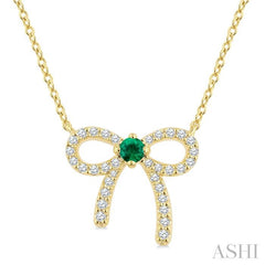 ASHI Bow Petite Gemstone Diamond Fashion Pendant 648V8PPTGPDEMYG