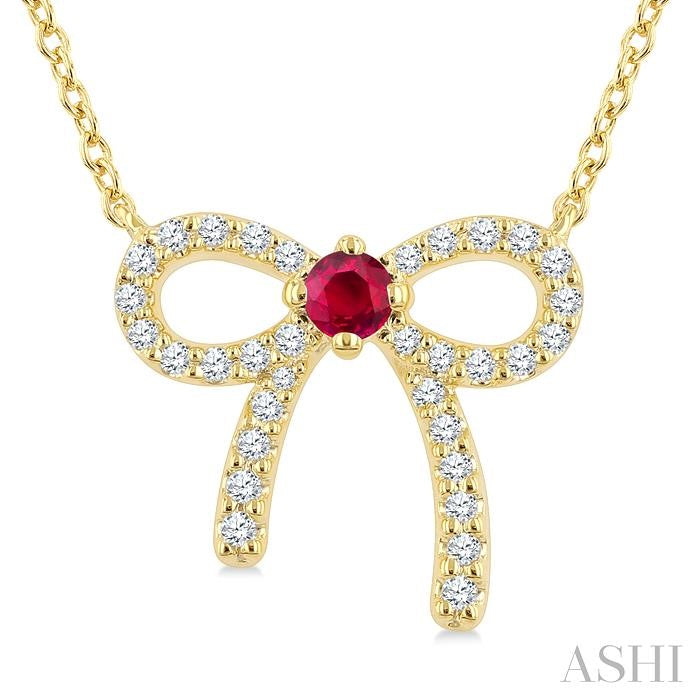 ASHI Bow Petite Gemstone Diamond Fashion Pendant 648V8PPTGPDRBYG