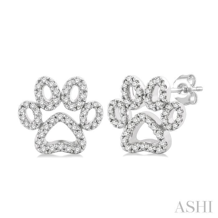ASHI Dog Paw Petite Diamond Fashion Earrings 649D6PPTSERWG