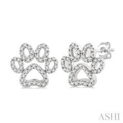 ASHI Dog Paw Petite Diamond Fashion Earrings 649D6PPTSERWG