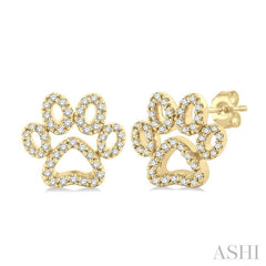 ASHI Dog Paw Petite Diamond Fashion Earrings 649D6PPTSERYG