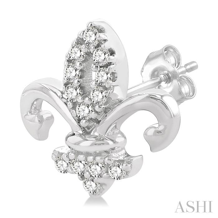 ASHI Fleur De Lis Petite Diamond Fashion Earrings 649P8PPTSERWG