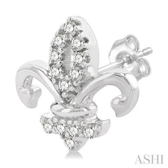 ASHI Fleur De Lis Petite Diamond Fashion Earrings 649P8PPTSERWG