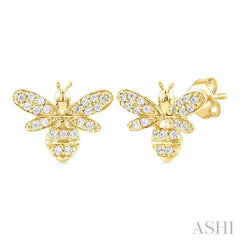 ASHI Bumble Bee Petite Diamond Fashion Earrings 649Q8PPTSERYG