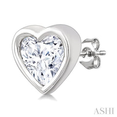 ASHI Heart Shape Bezel Set Petite Diamond Fashion Earrings 649S7PPTGERWG-HT