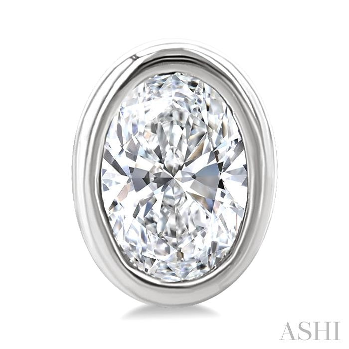 ASHI Oval Shape Bezel Set Petite Diamond Fashion Earrings 649S7PPTGERWG-OV