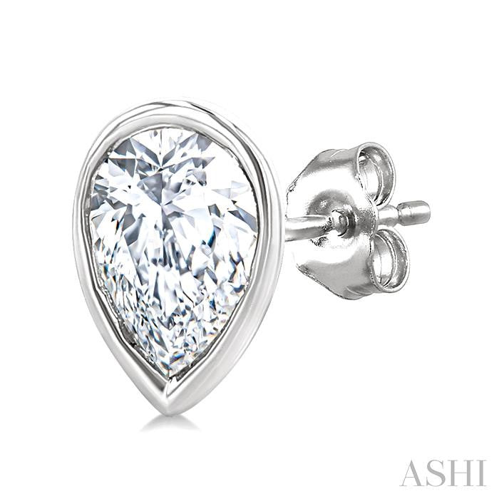 ASHI Pear Shape Bezel Set Petite Diamond Fashion Earrings 649S7PPTGERWG-PR